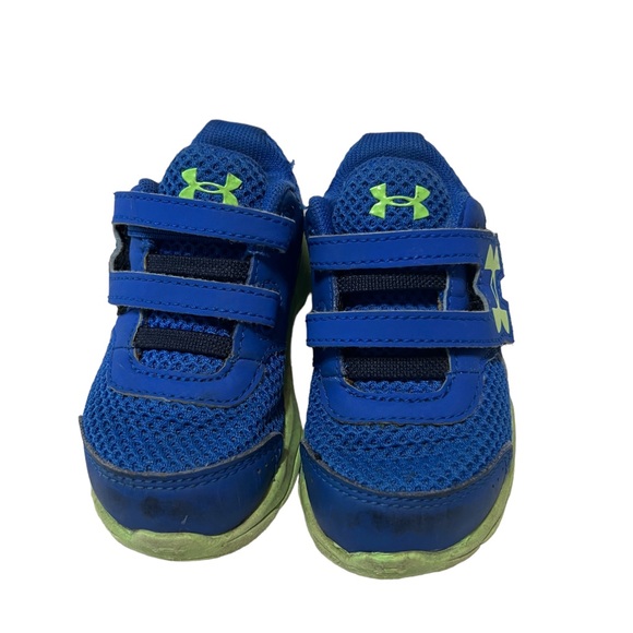 Under Armour Size 5K Toddler Boy’s Shoes Sneakers ~ Navy Blue/Green Baby Infant - Picture 2 of 6